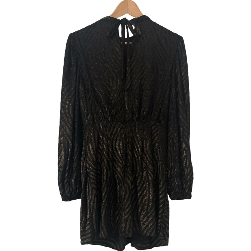 AllSaints Jemima Shimmer Stripe Mini Dress in Black Size 4 - Picture 8 of 10